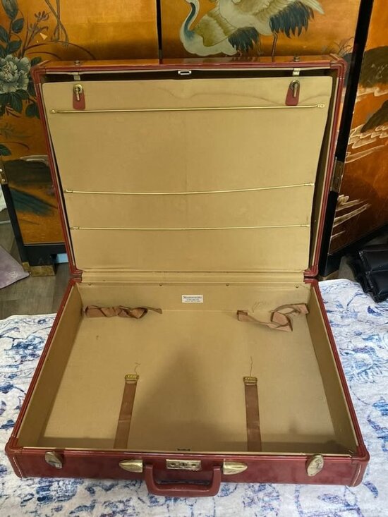 50s Vintage Large Samsonite Streamlite series Suitcase Luggage Leather Saddle - Picture 5 of 8